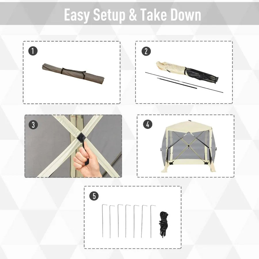 Portable Pop-Up Camping Canopy – Screen Shelter Tent with Mesh Walls & Easy 1-Person Setup