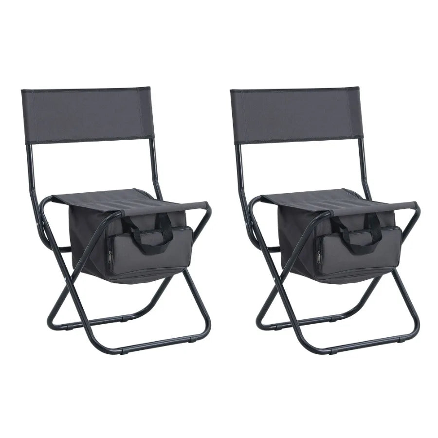 Set of 2 Folding Camping Chairs with Storage Bag – Portable Outdoor Seating for Picnics, Fishing & Camping