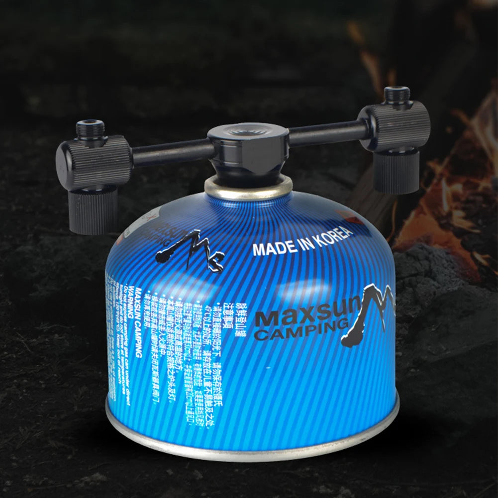 Aluminum Alloy One-to-Two Outdoor Gas Tank Adapter – Connect Multiple Stoves for Camping Cooking