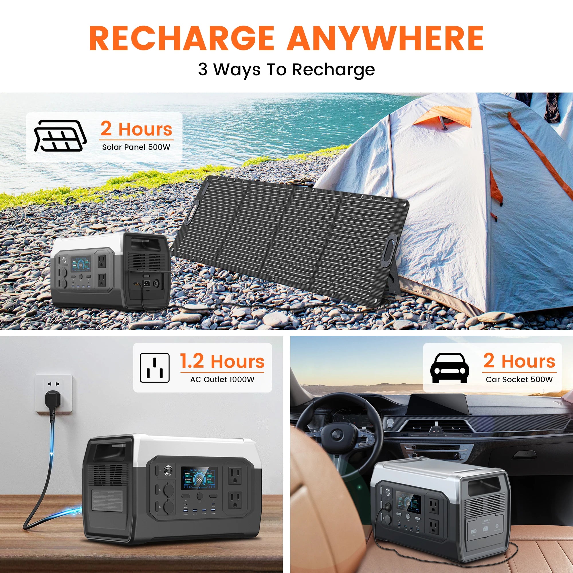 Ctolity XP1000 – 1024Wh LiFePO4 Portable Power Station, 1600W Output, Fast 1-Hour Charging for Camping & Emergency Backup