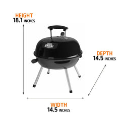 14.5" Dome Portable Charcoal Grill – Tabletop BBQ with Adjustable Vents for Camping & Tailgating