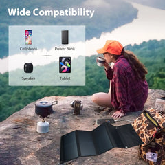28W Foldable Solar Panel with Dual USB Ports – Phone & Device Charger for Camping, Hiking & Travel