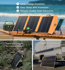30W Foldable Solar Panel Kit with 10000mAh Battery – Portable Power Bank for Camping, RV & Mobile Devices