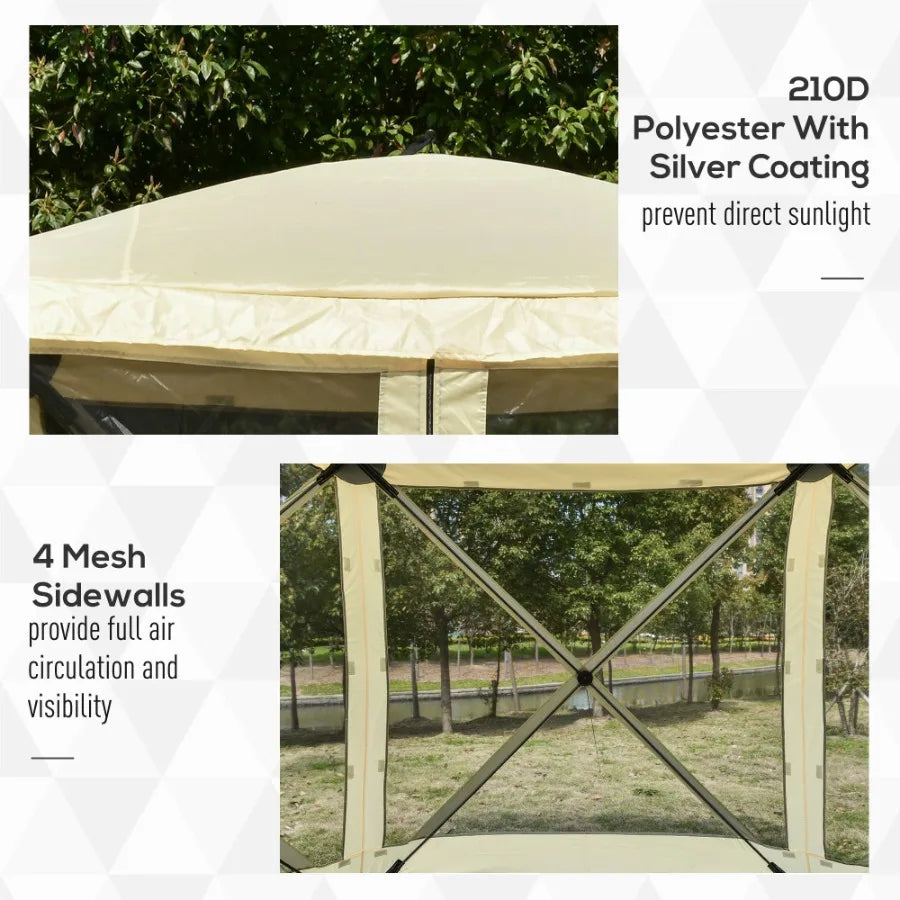 Portable Pop-Up Camping Canopy – Screen Shelter Tent with Mesh Walls & Easy 1-Person Setup