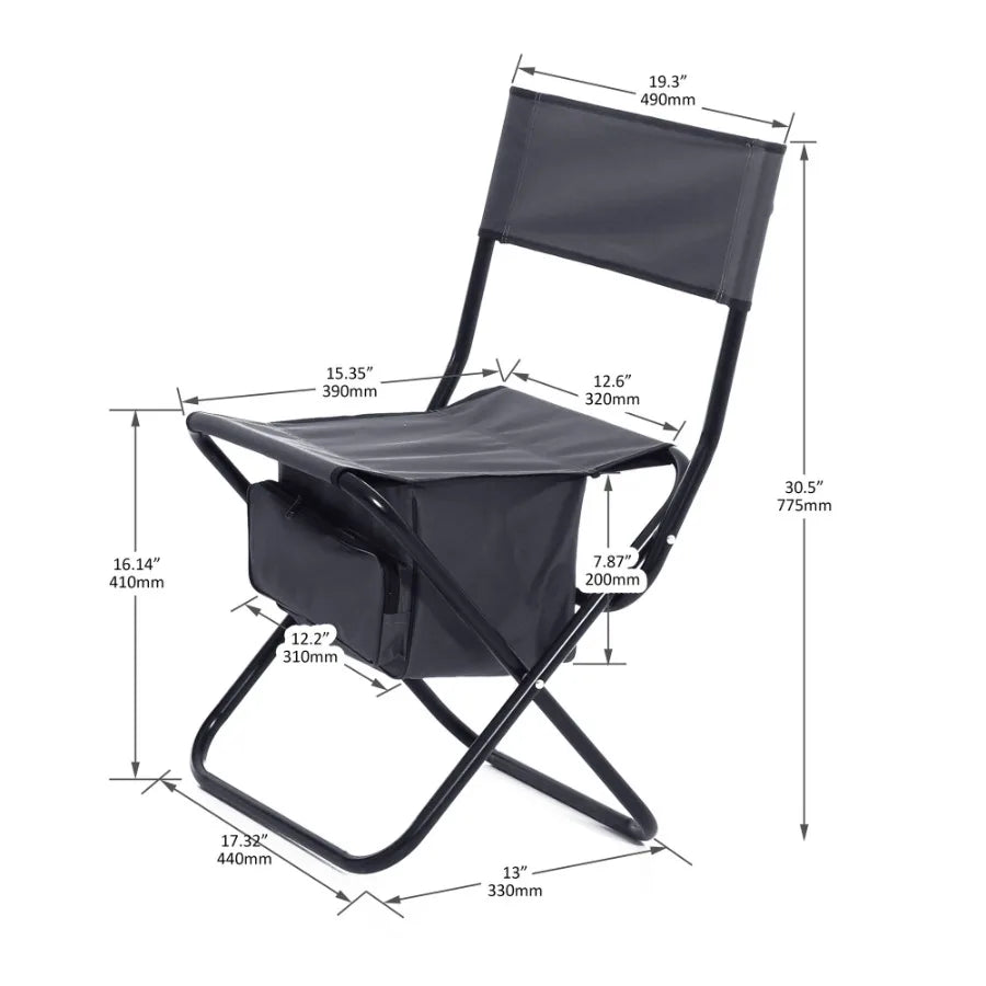 Set of 2 Folding Camping Chairs with Storage Bag – Portable Outdoor Seating for Picnics, Fishing & Camping