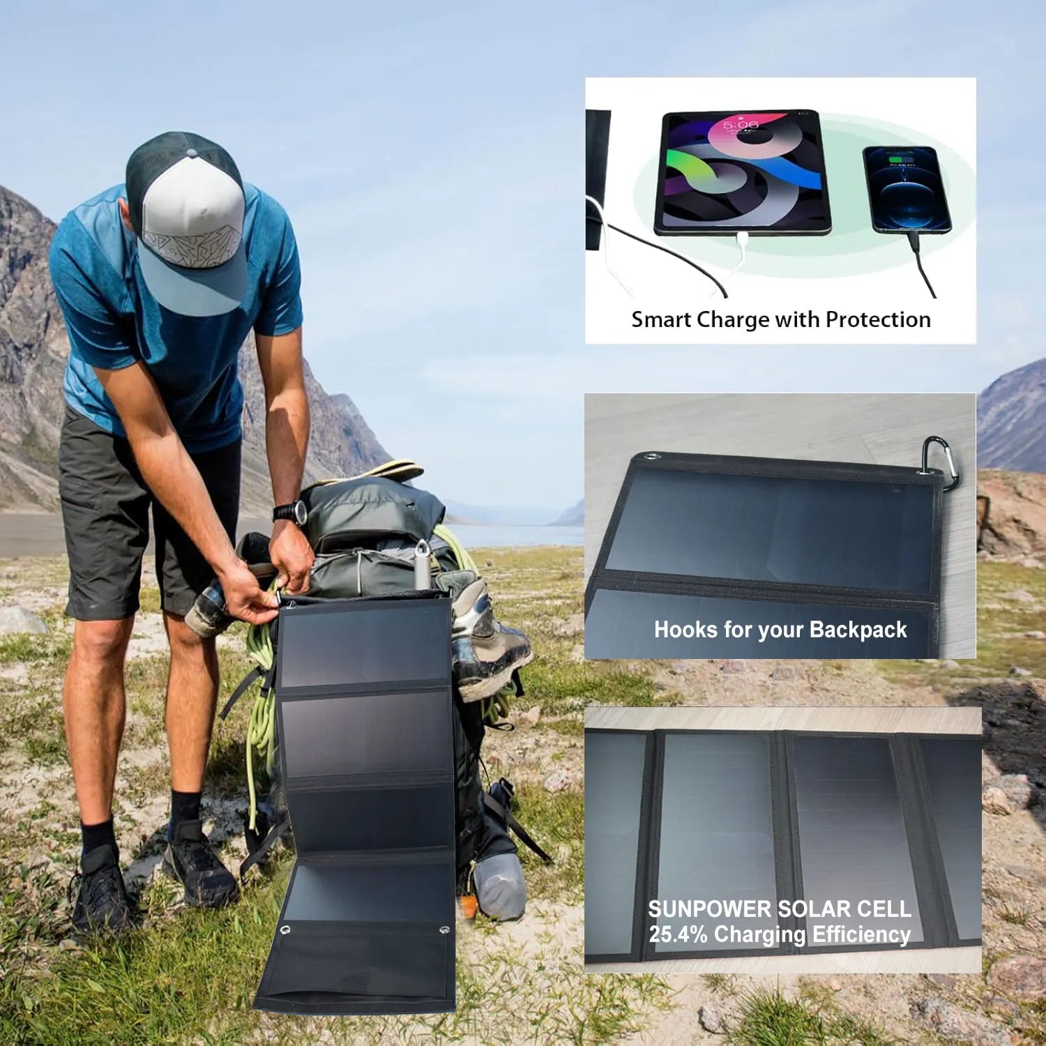 28W Foldable Solar Panel with Dual USB Ports – Phone & Device Charger for Camping, Hiking & Travel
