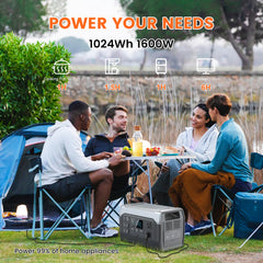 Ctolity XP1000 – 1024Wh LiFePO4 Portable Power Station, 1600W Output, Fast 1-Hour Charging for Camping & Emergency Backup