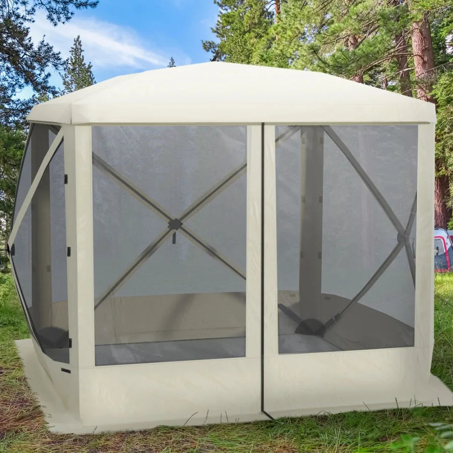 Portable Pop-Up Camping Canopy – Screen Shelter Tent with Mesh Walls & Easy 1-Person Setup