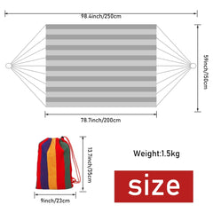 Durable Striped Canvas Camping Hammock with Tree Ropes – Anti-Rollover Design for Outdoor Relaxation