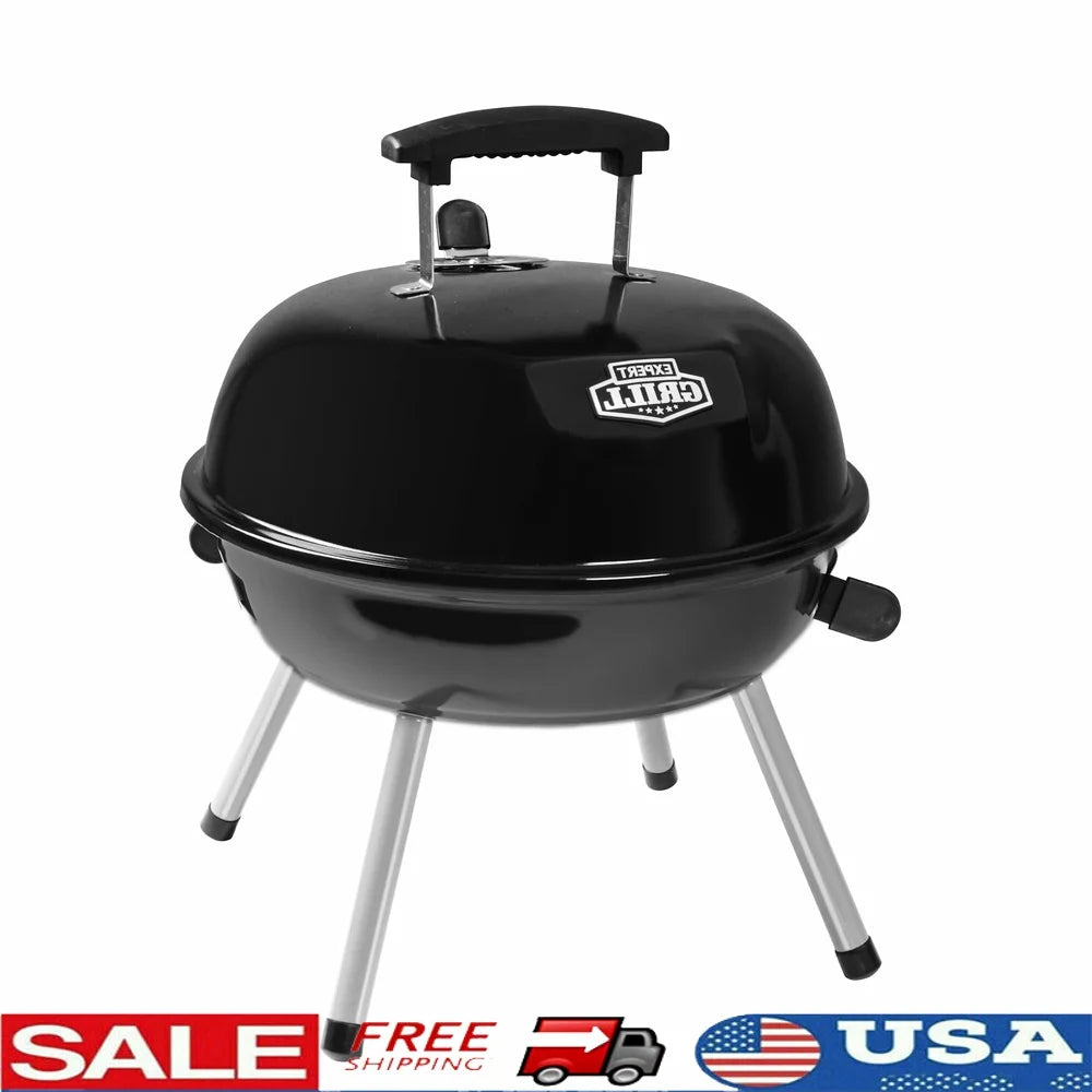 14.5" Dome Portable Charcoal Grill – Tabletop BBQ with Adjustable Vents for Camping & Tailgating