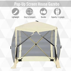 Portable Pop-Up Camping Canopy – Screen Shelter Tent with Mesh Walls & Easy 1-Person Setup