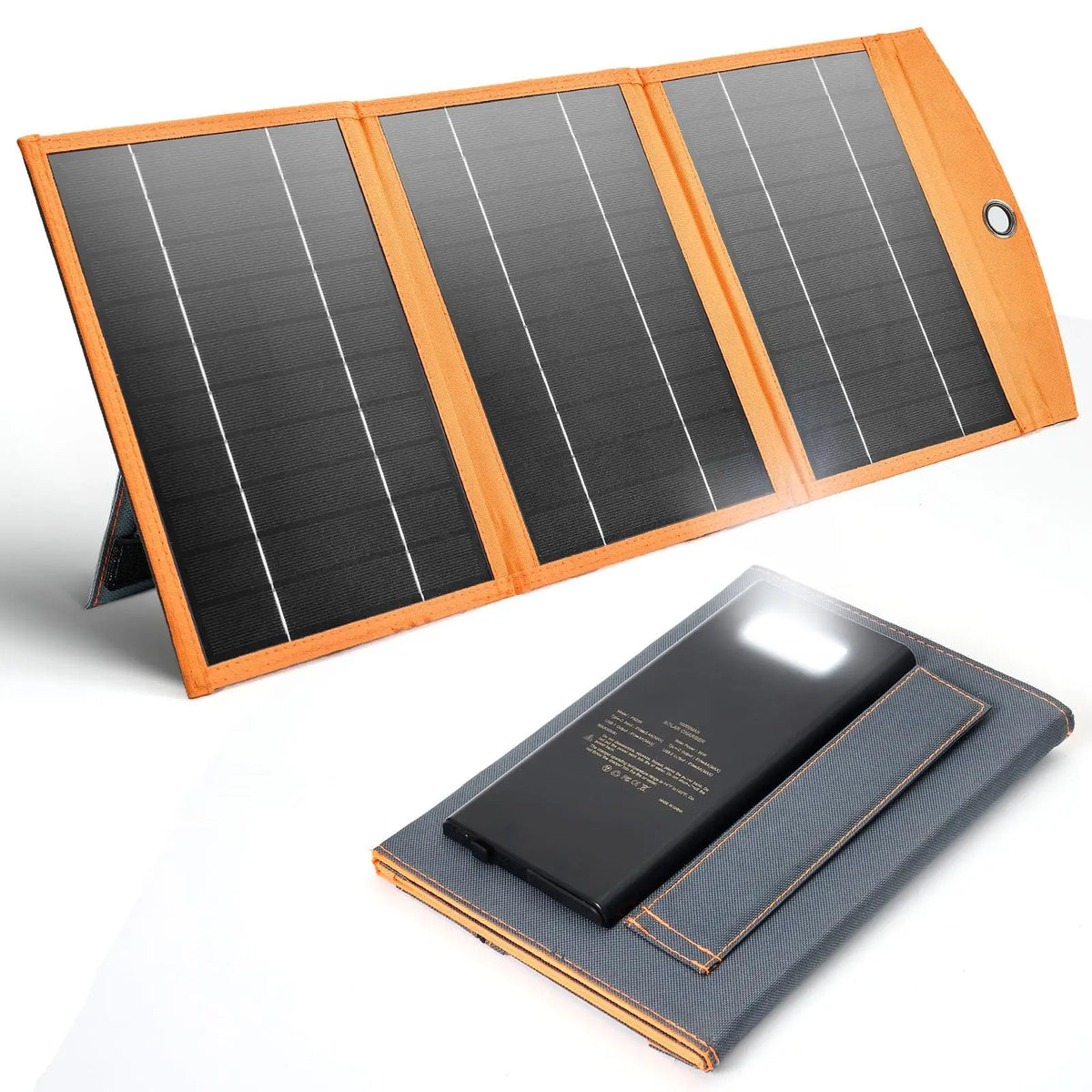 30W Foldable Solar Panel Kit with 10000mAh Battery – Portable Power Bank for Camping, RV & Mobile Devices