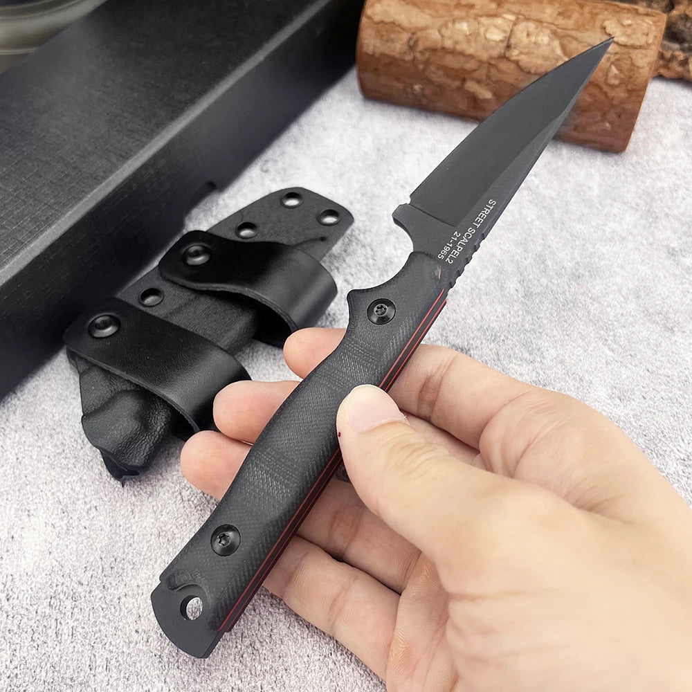 8Cr13MoV Fixed Blade Knife with G10 Handle – Self-Defense, Hunting & Camping Survival Tool