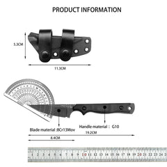 8Cr13MoV Fixed Blade Knife with G10 Handle – Self-Defense, Hunting & Camping Survival Tool