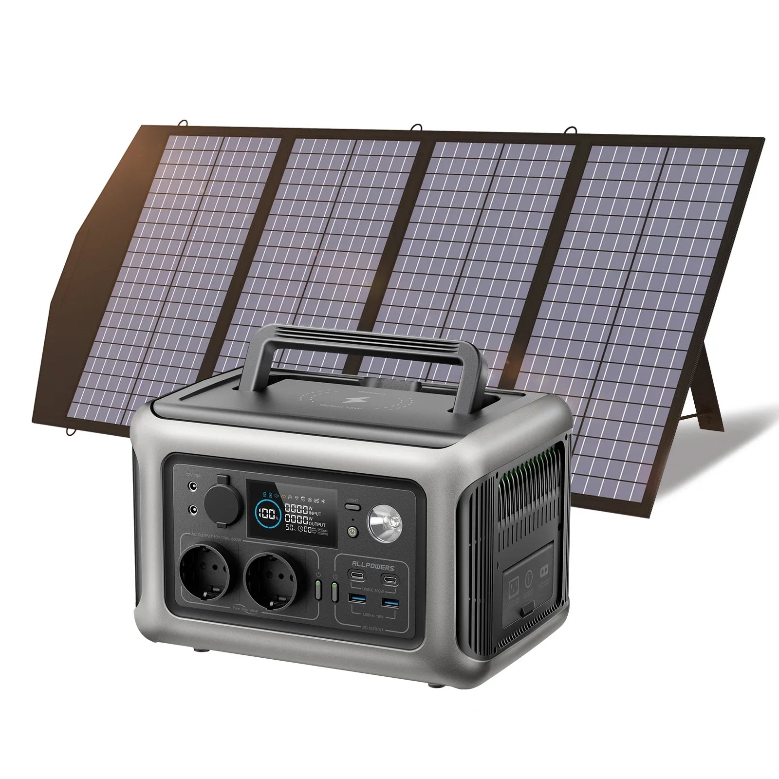 ALLPOWERS R600 Portable Power Station – 299Wh LiFePO4 Battery with Dual 600W AC Outlets for Camping, RV & Home Backup