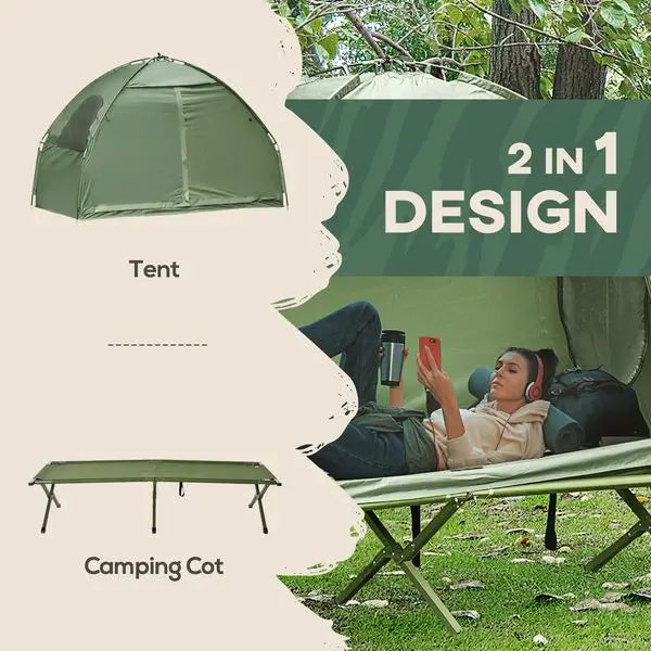 Single-Person Tent Cot – Elevated Off-Ground Shelter with Carry Bag for Hiking & Camping