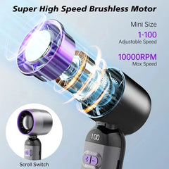 Mini Handheld Fan with Digital Display – USB Rechargeable, 100 Speeds for Travel, Camping & Desk Use