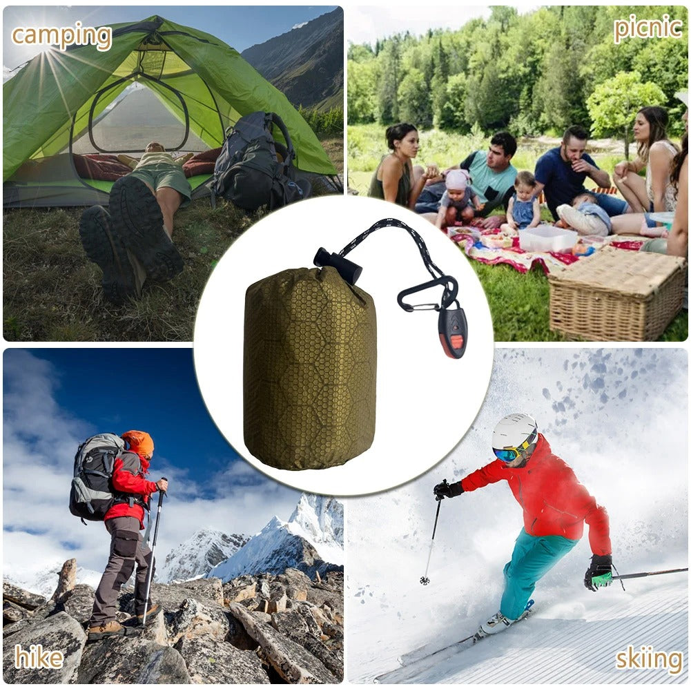Portable Thermal Sleeping Bag & Survival Blanket – PE Aluminum Film, Waterproof & Windproof for Camping & Hiking