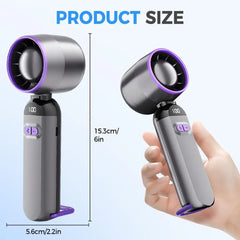 Mini Handheld Fan with Digital Display – USB Rechargeable, 100 Speeds for Travel, Camping & Desk Use