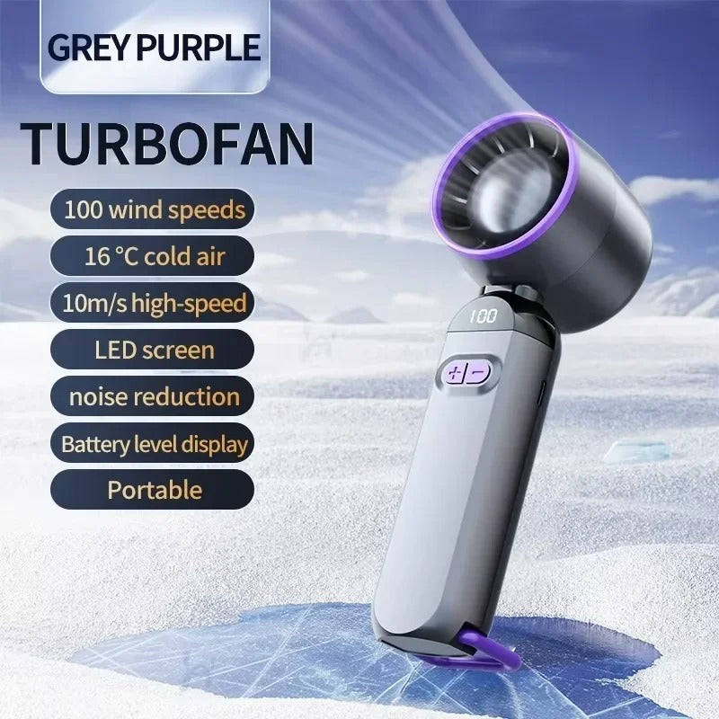 Mini Handheld Fan with Digital Display – USB Rechargeable, 100 Speeds for Travel, Camping & Desk Use